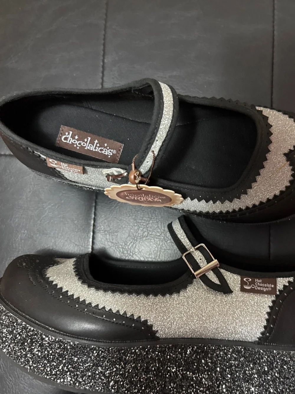 Hot Chocolate Double Cream Glitter Mary Janes NWT